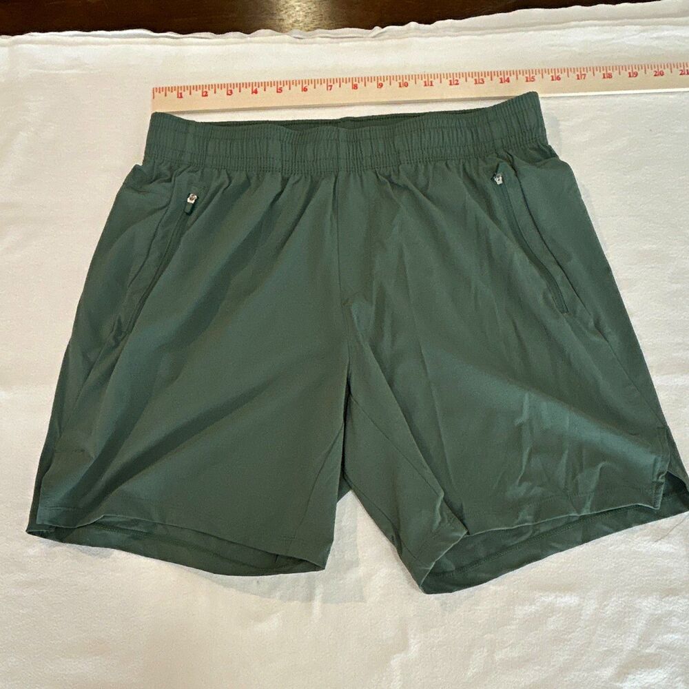 All in Motion Men's Green Athletic Shorts M 7" Inseam Elastic Waist Pockets